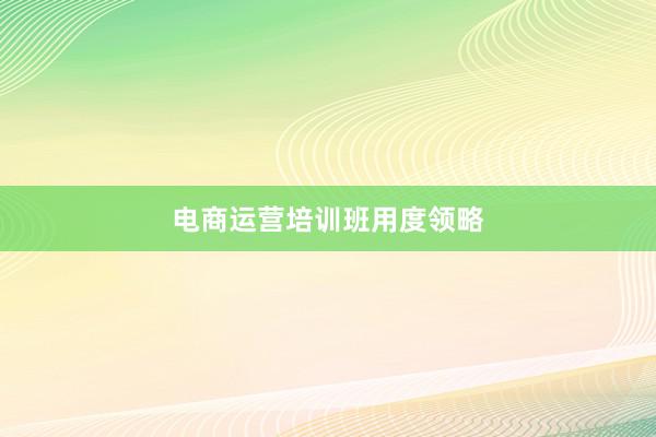 电商运营培训班用度领略